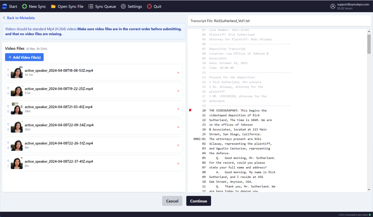 New sync transcript selection